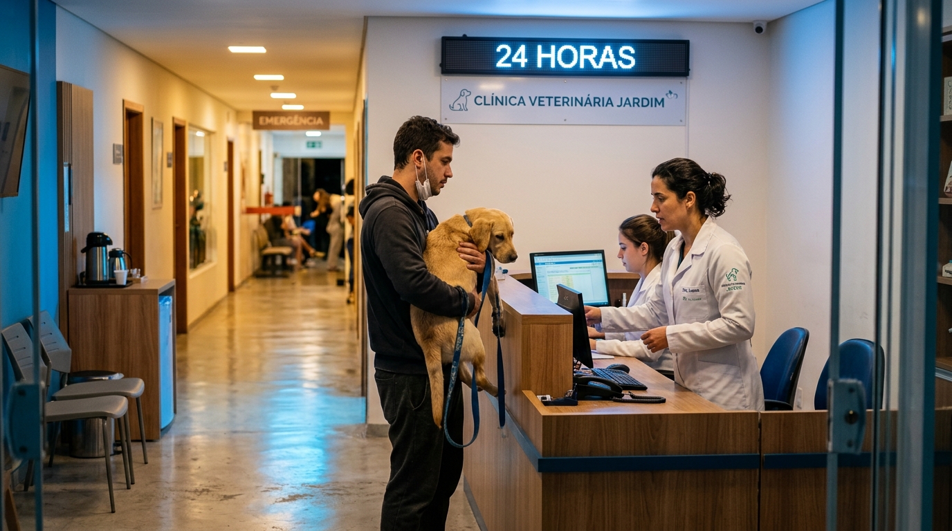 Veterinária atendendo um cão ao lado de sua tutora